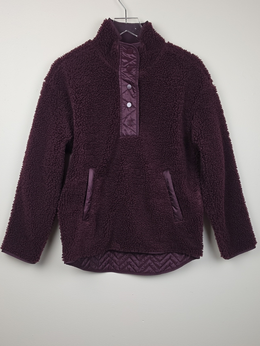 Athleta Cozy Sherpa Snap Pullover Spiced Cabernet Purple Size S